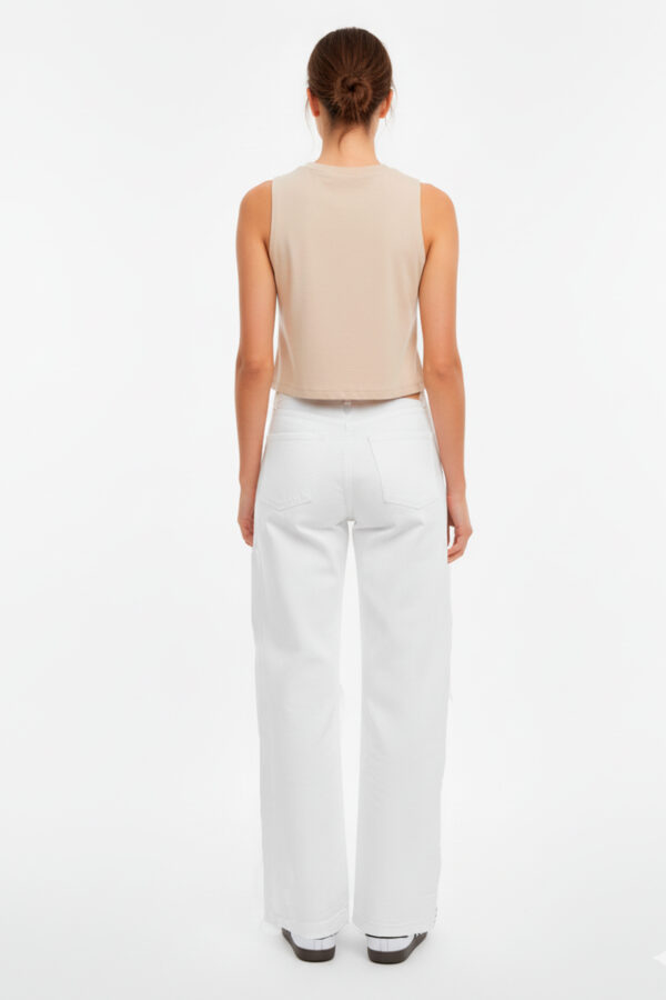 Wide leg blanco con rotura - Imagen 2
